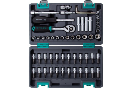 Купить Набор инструментов  1/4"  CrV  пластиковый кейс 57 предметов Stels фото №23