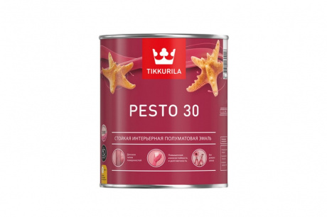 Купить Эмаль алкидная стойкая TIKKURILA PESTO 30 База А полуматовая 0,9 л фото №1