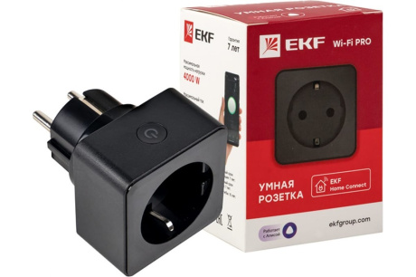 Купить Умная розетка EKF Wi-Fi HomeConnect черная  RCS-2-WF фото №2