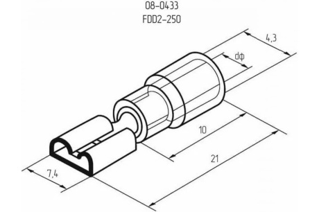 Купить Клемма плоская изолированая REXANT гнездо 7 4мм 1 5-2 5мм2 VF2-250 08-0433 08-0433 фото №2